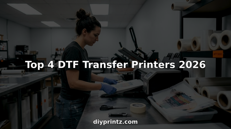 Technician loading dtf transfer printer in studio