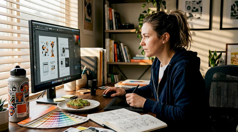 Designer reviewing DTF artwork file formats