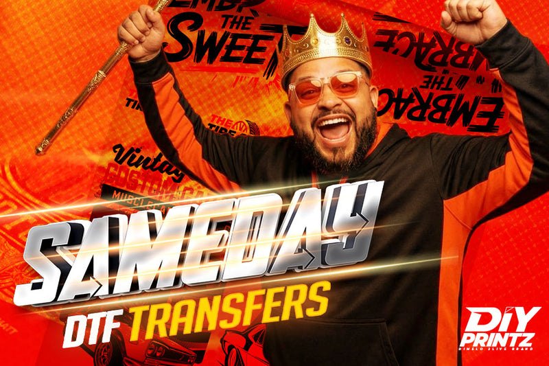 Same Day DTF Transfers are available in DIY Printz with Rush Orders