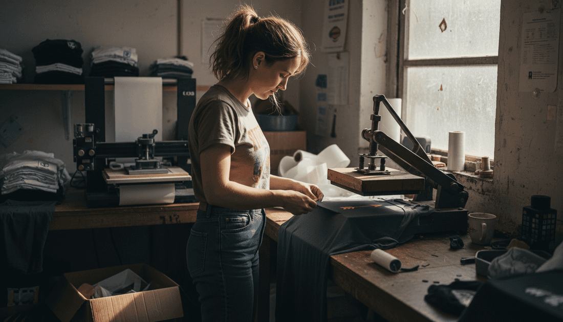 Print technician working with DTF transfers