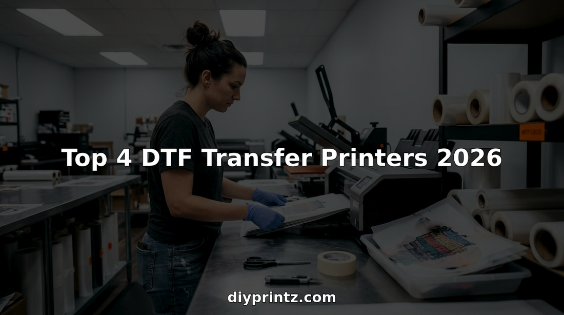Technician loading dtf transfer printer in studio