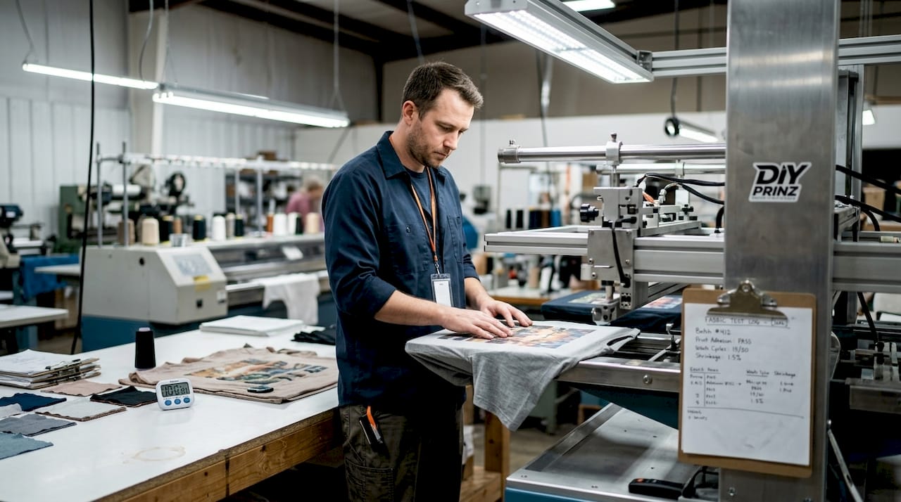 Manager testing print durability in workshop