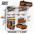 Same Day DTF Transfers on a 12-inch length gang sheet featuring vibrant vintage designs.