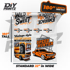 Same Day DTF Transfers gang sheet featuring vintage style designs, 180" tall and 22" wide.