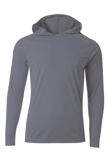 double needle hem on a4 cooling performance long sleeve hooded tee a4n3409