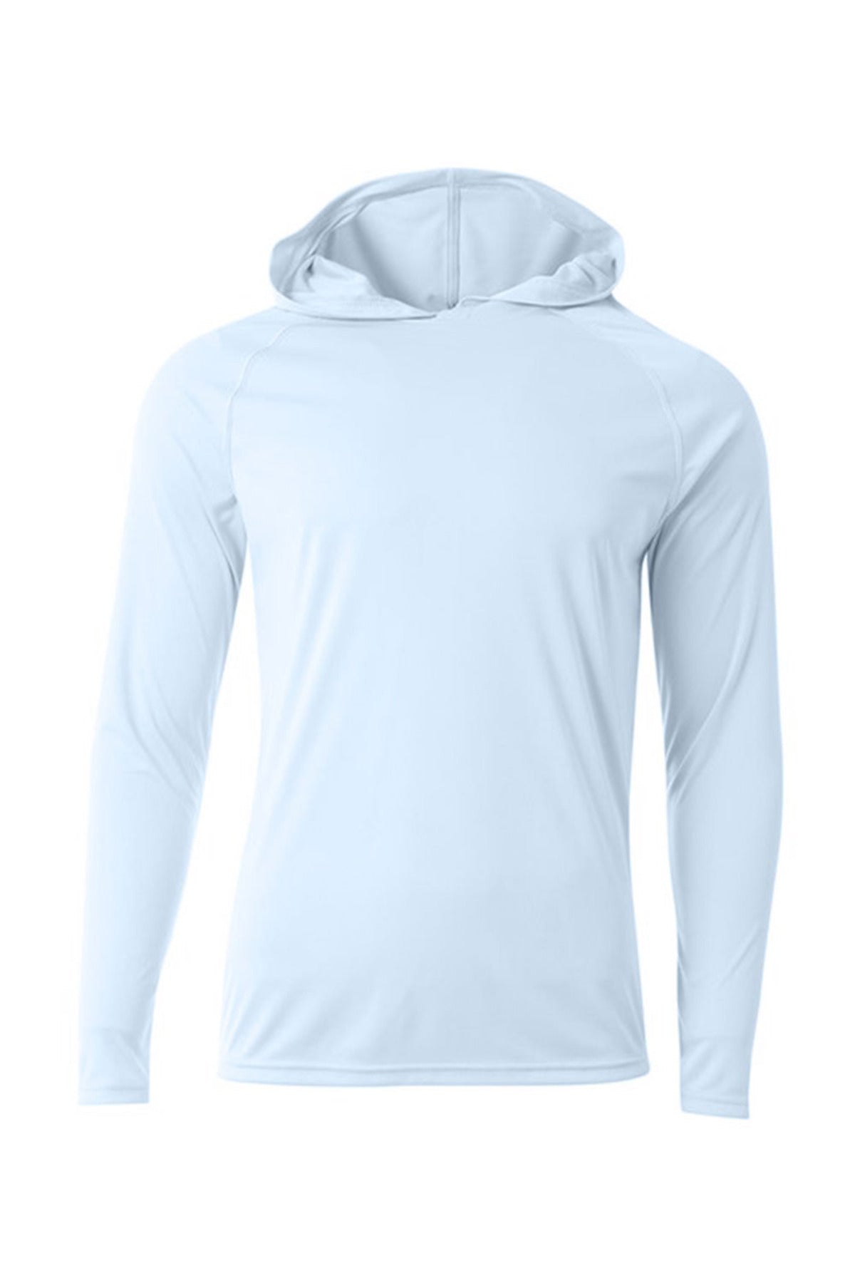 folded stack of a4 cooling performance long sleeve hooded tees in multiple colors – diy printz