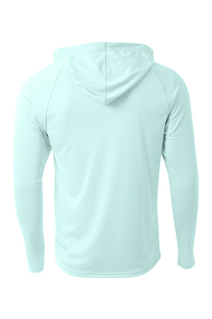 runner wearing a4 cooling performance long sleeve hooded tee in the sun – diy printz