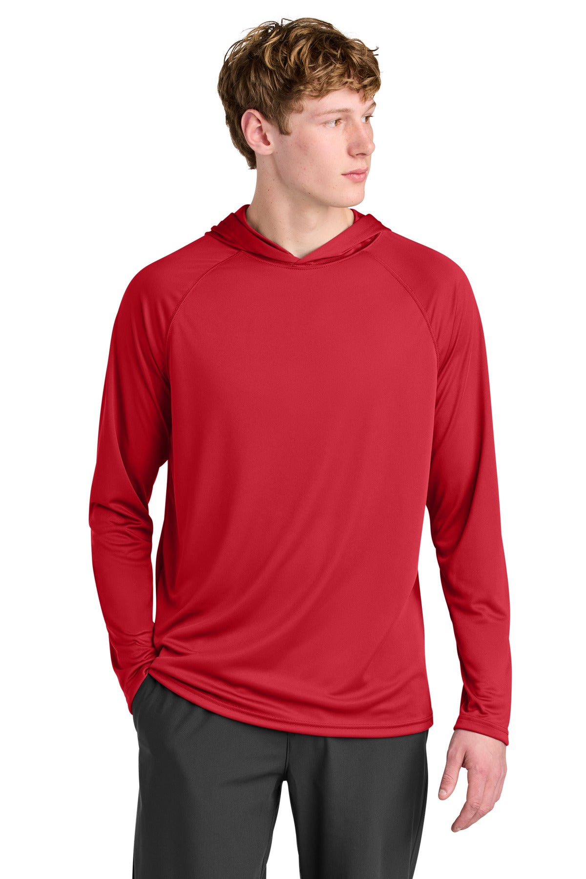 a4 cooling performance long sleeve hooded tee flat lay back – diy printz