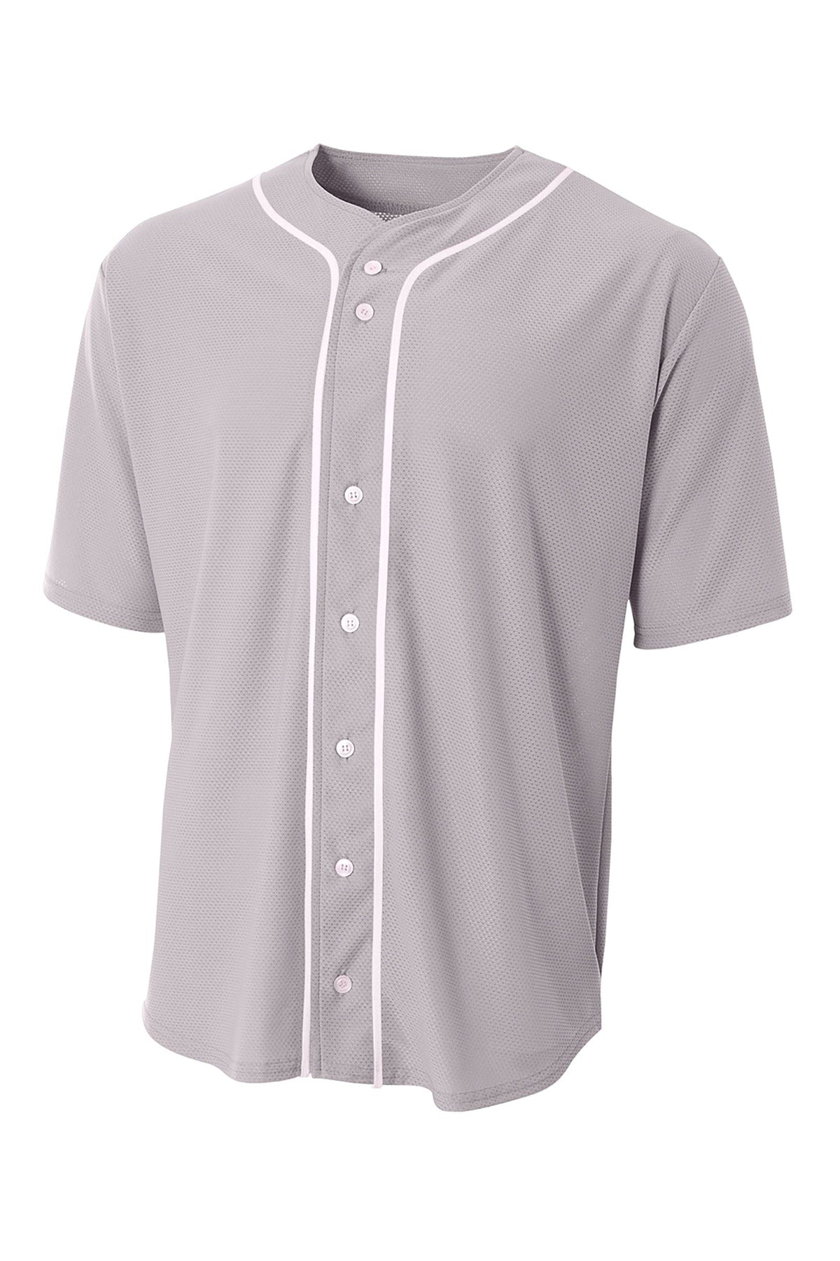 a4 short sleeve full button baseball top a4n4184 front view on model – diy printz