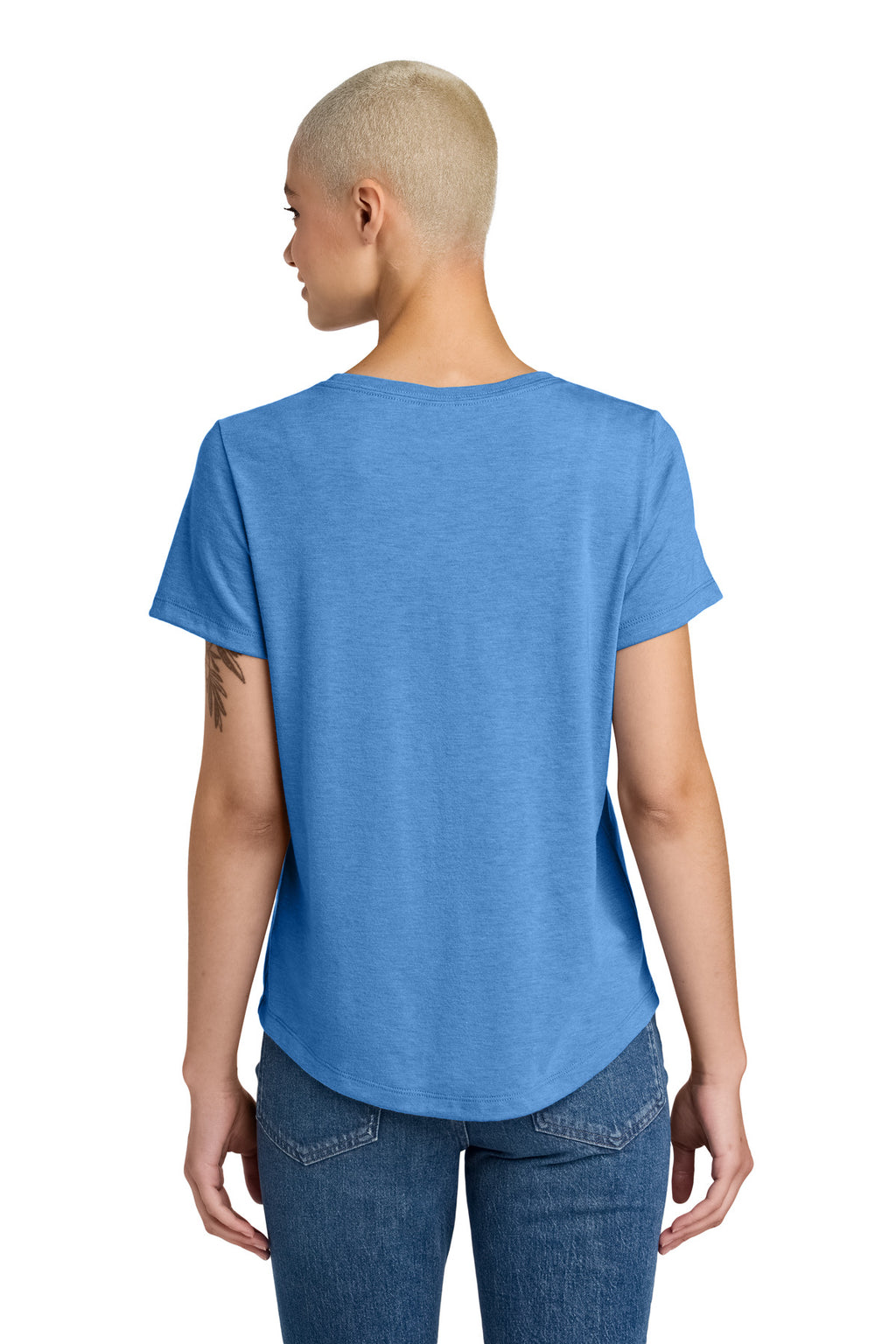 allmade womens relaxed tri blend scoop neck tee al2015 back view on model – diy printz