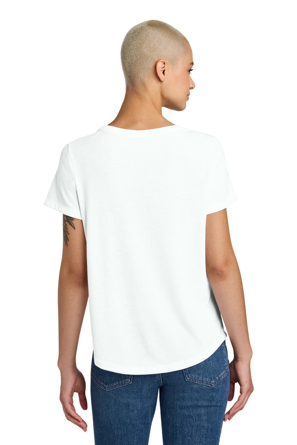 allmade womens relaxed tri blend scoop neck tee showing shaped hem – diy printz