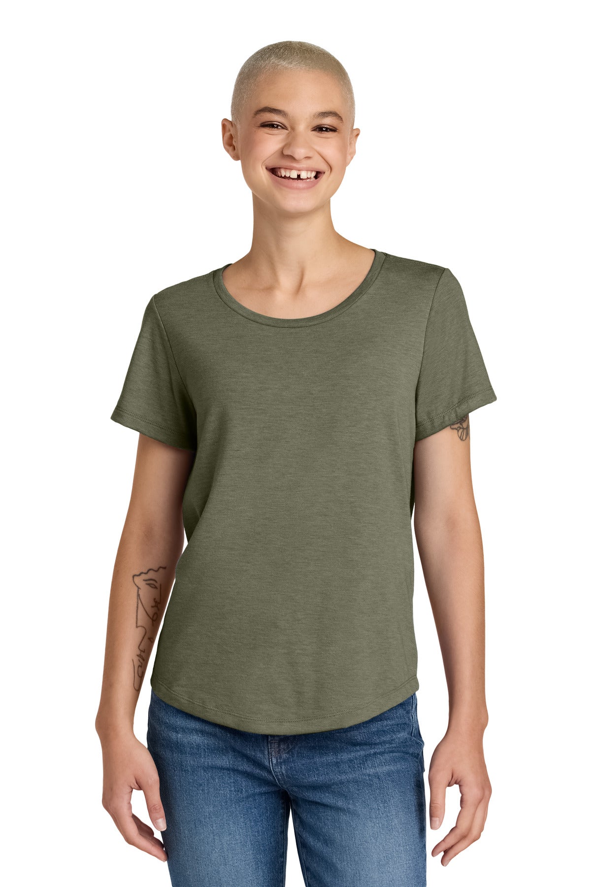 close up of soft tri blend texture on allmade womens relaxed scoop neck tee – diy printz