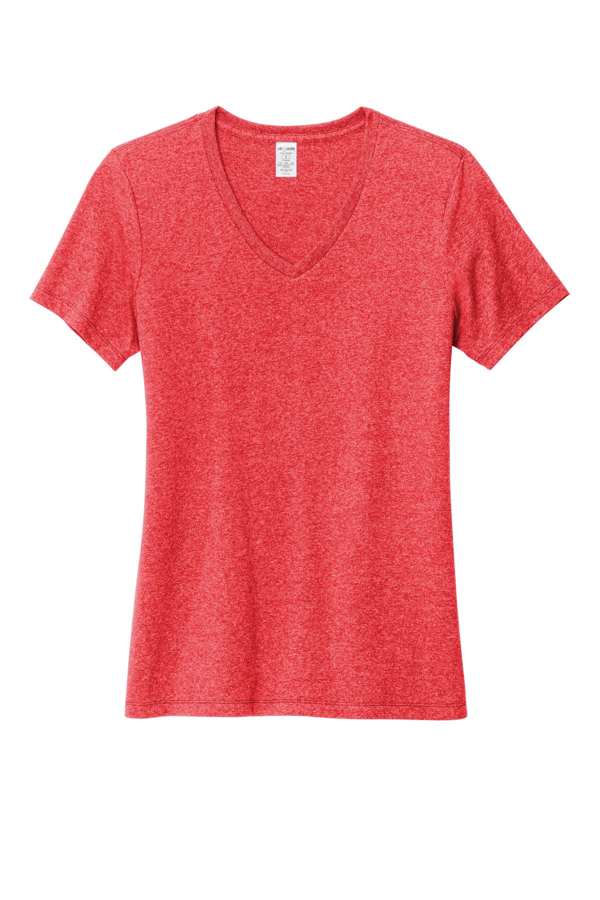 allmade womens recycled blend v neck tee al2303 left side view on model – diy printz