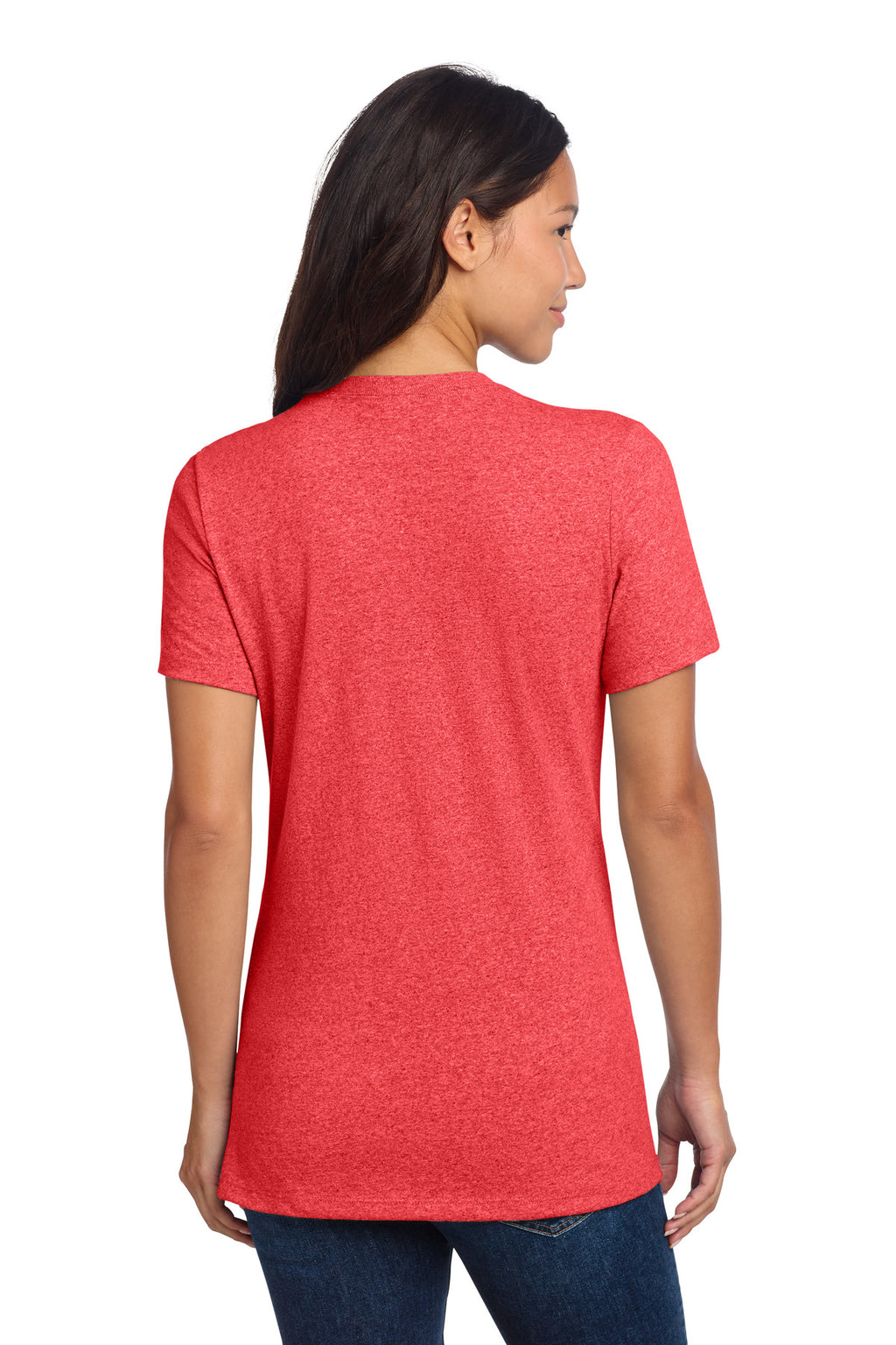 allmade womens recycled blend v neck tee al2303 back view on model – diy printz