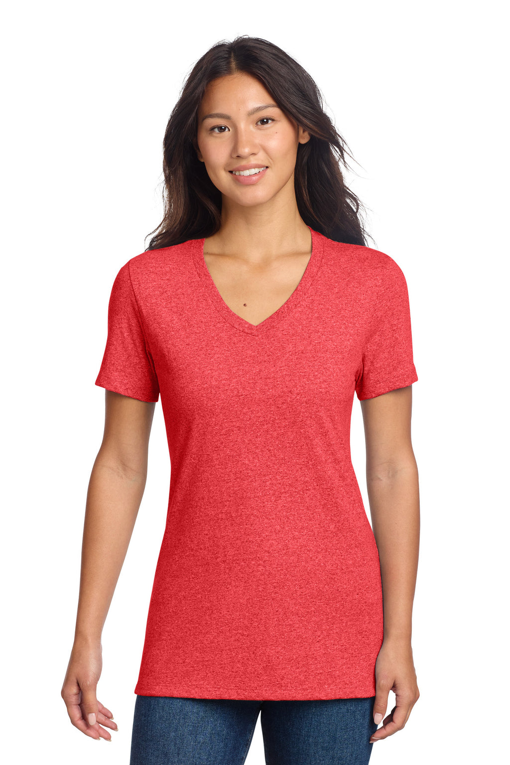 allmade womens recycled blend v neck tee al2303 front view on model – diy printz