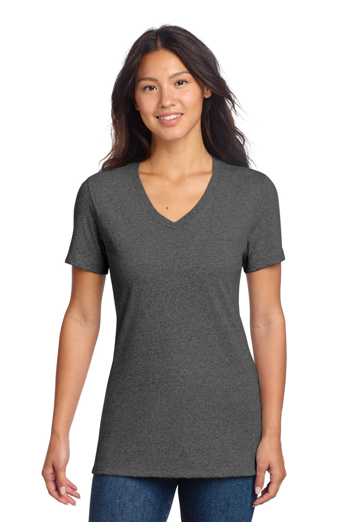 lifestyle outdoor shot of allmade womens recycled blend v neck tee – diy printz