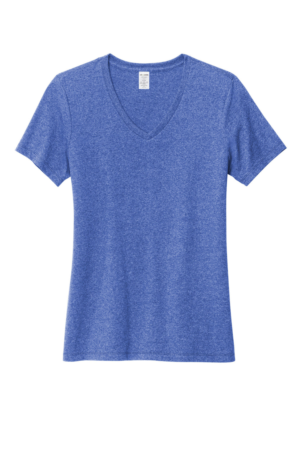 close up of side seam and hem on allmade womens recycled blend v neck tee – diy printz