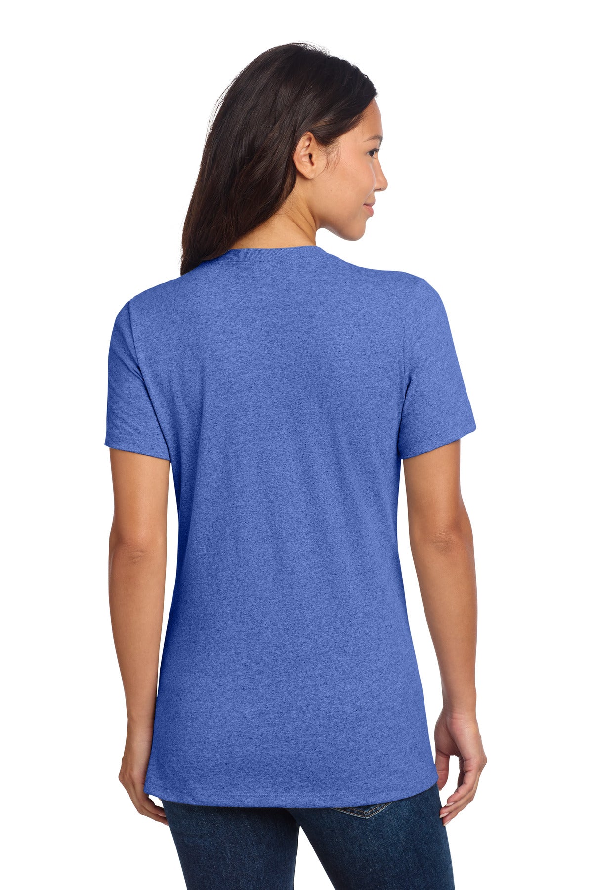 close up of shoulder seam and taping on allmade womens recycled blend v neck tee – diy printz