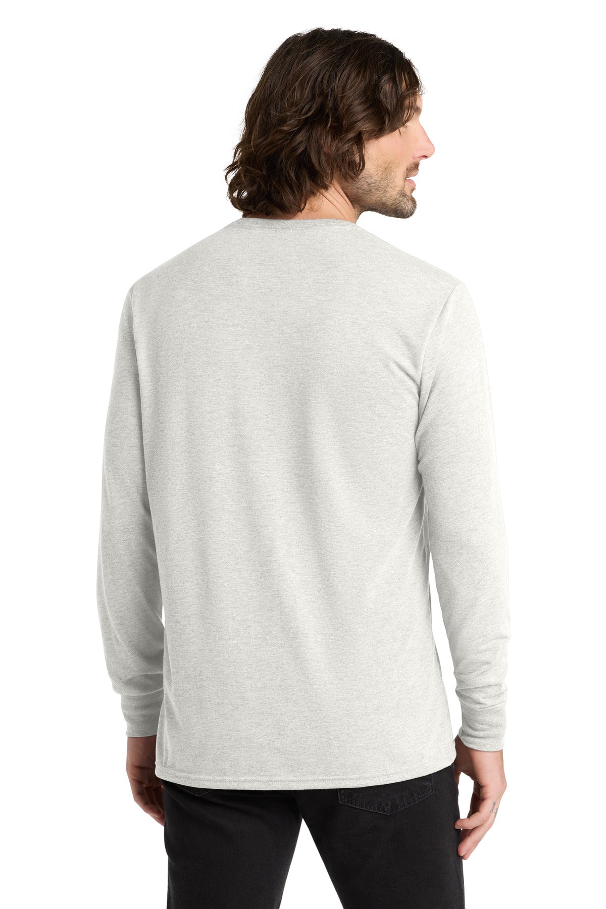 Print-ready tri-blend long sleeve shirt front angle for DIY Printz