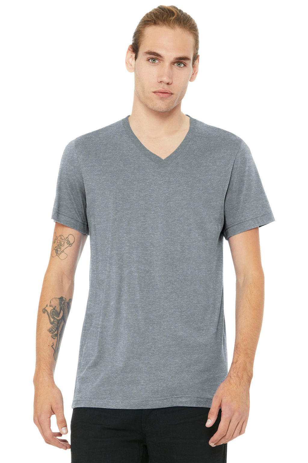 BELLA+CANVAS Unisex Heather CVC V-Neck Tee BC3005CVC front view
