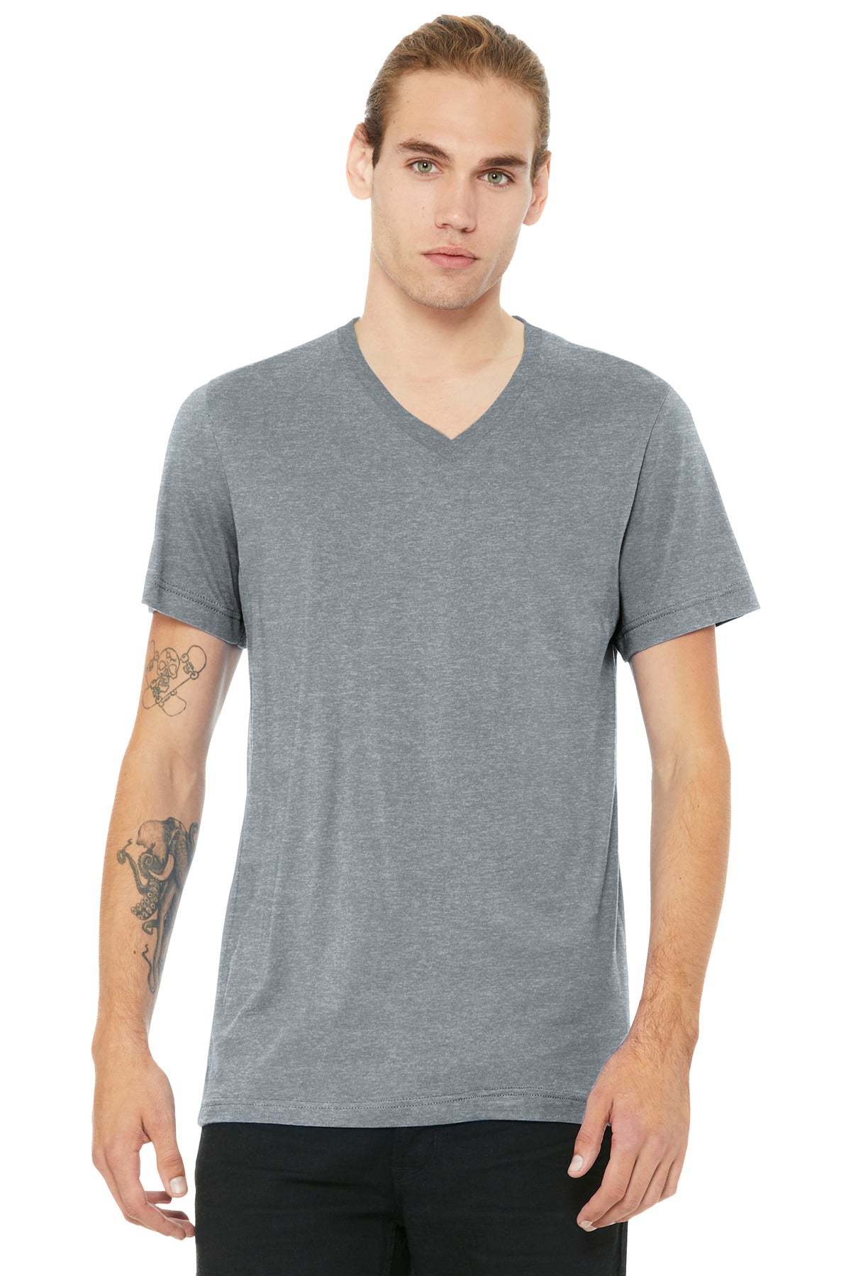BELLA+CANVAS Unisex Heather CVC V-Neck Tee BC3005CVC front view