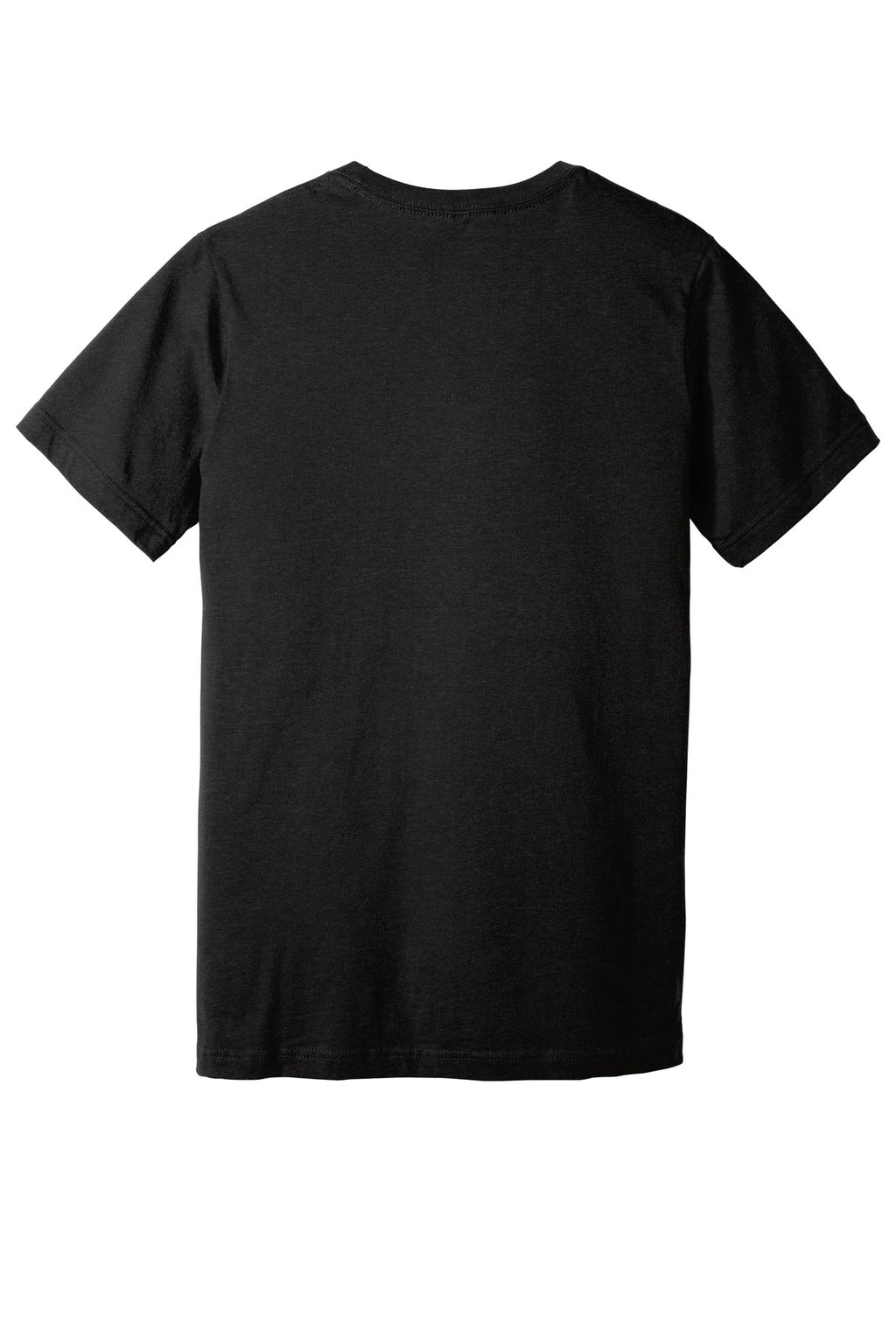 Shoulder taping close-up on heather CVC v-neck shirt