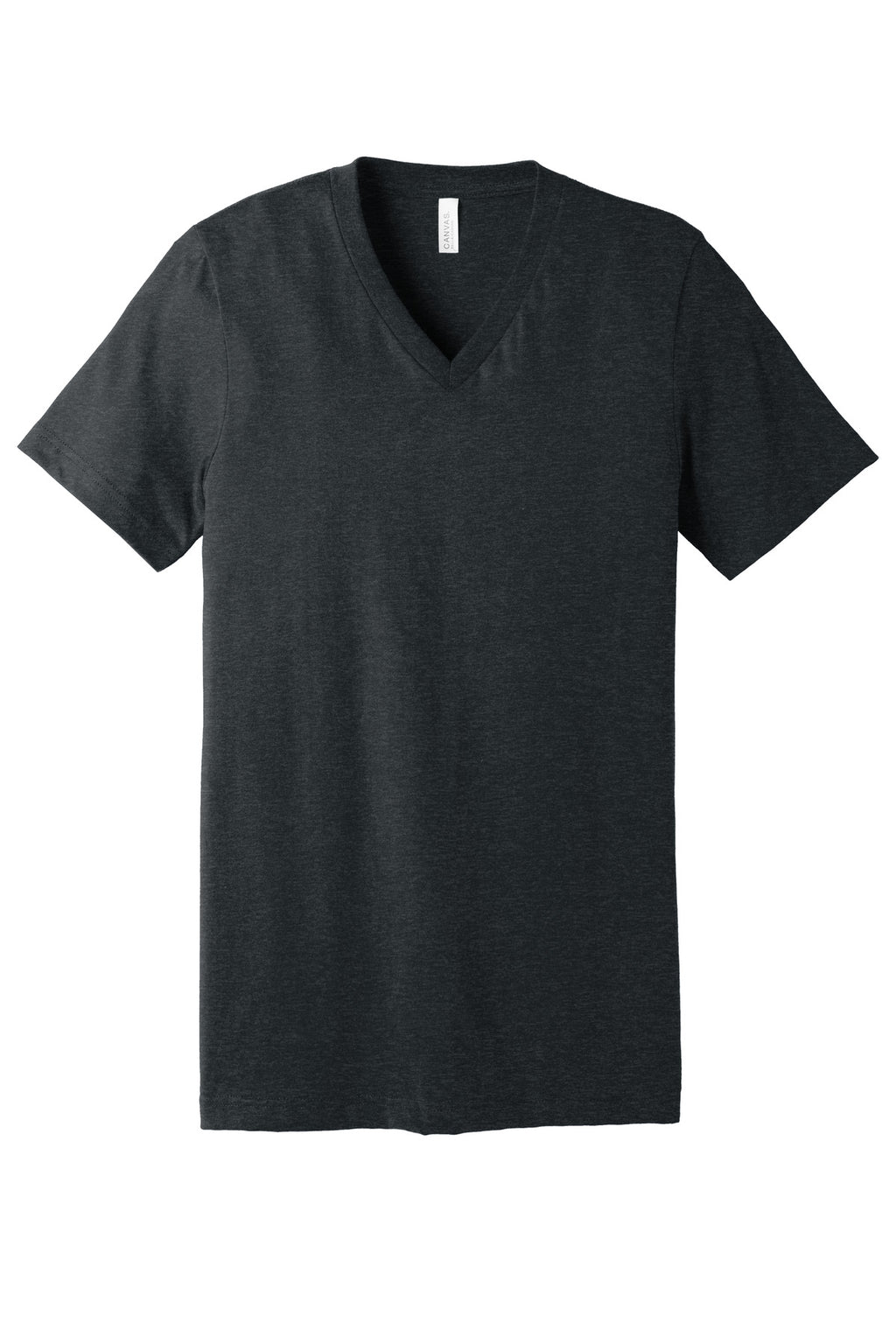 Dark Grey Heather v-neck tee back view