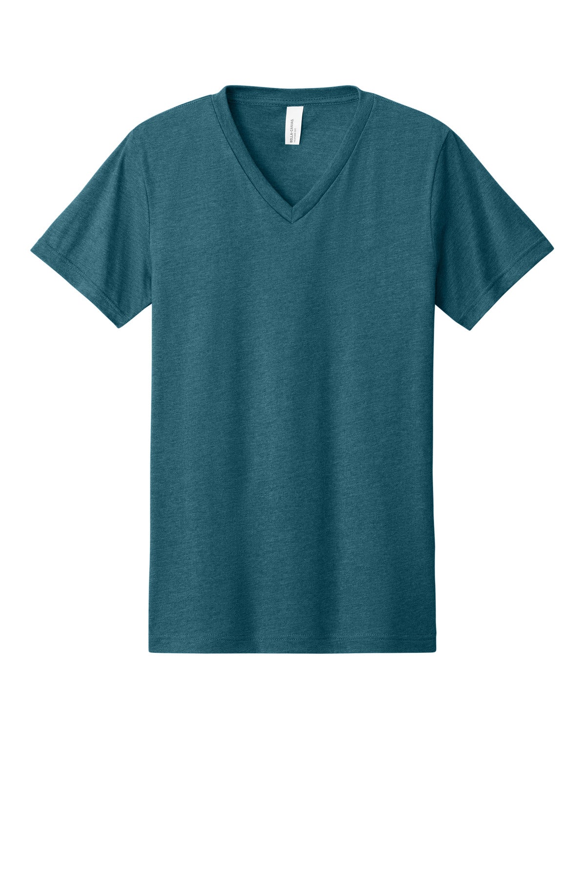 BELLA+CANVAS custom v-neck shirt shown with layered outfit styling