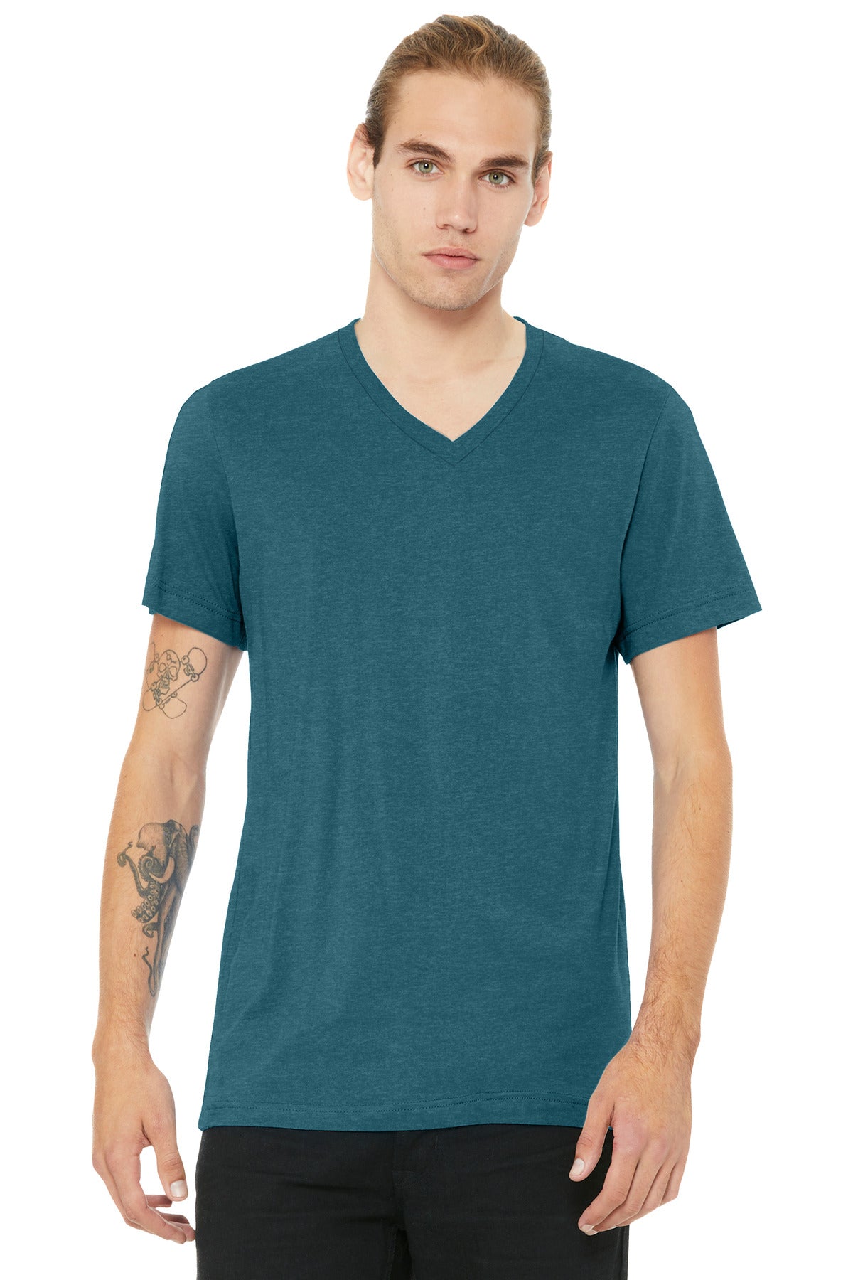 BC3005CVC lifestyle image with casual branded front print