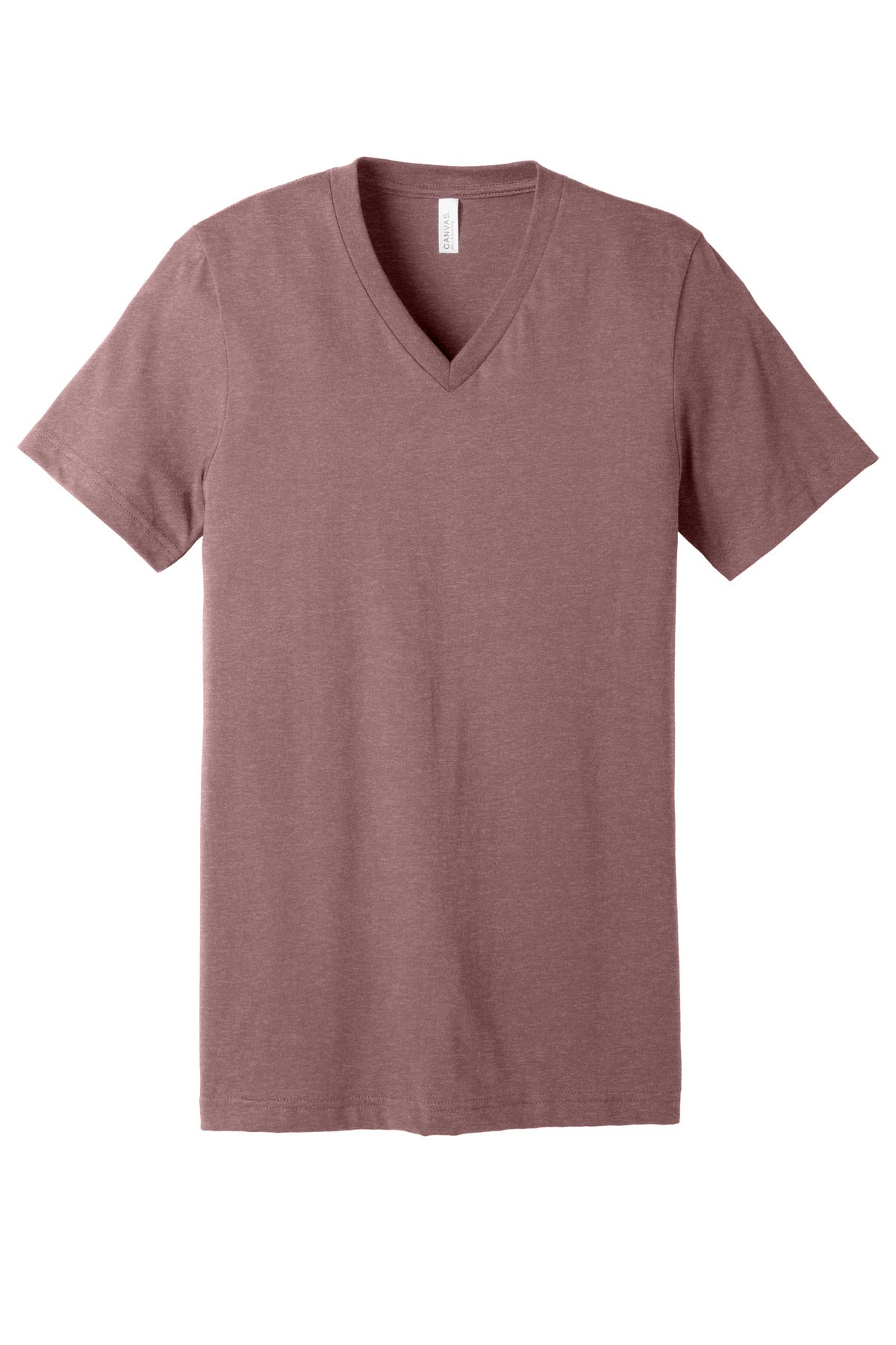 Unisex heather v-neck tee folded for retail shelf display
