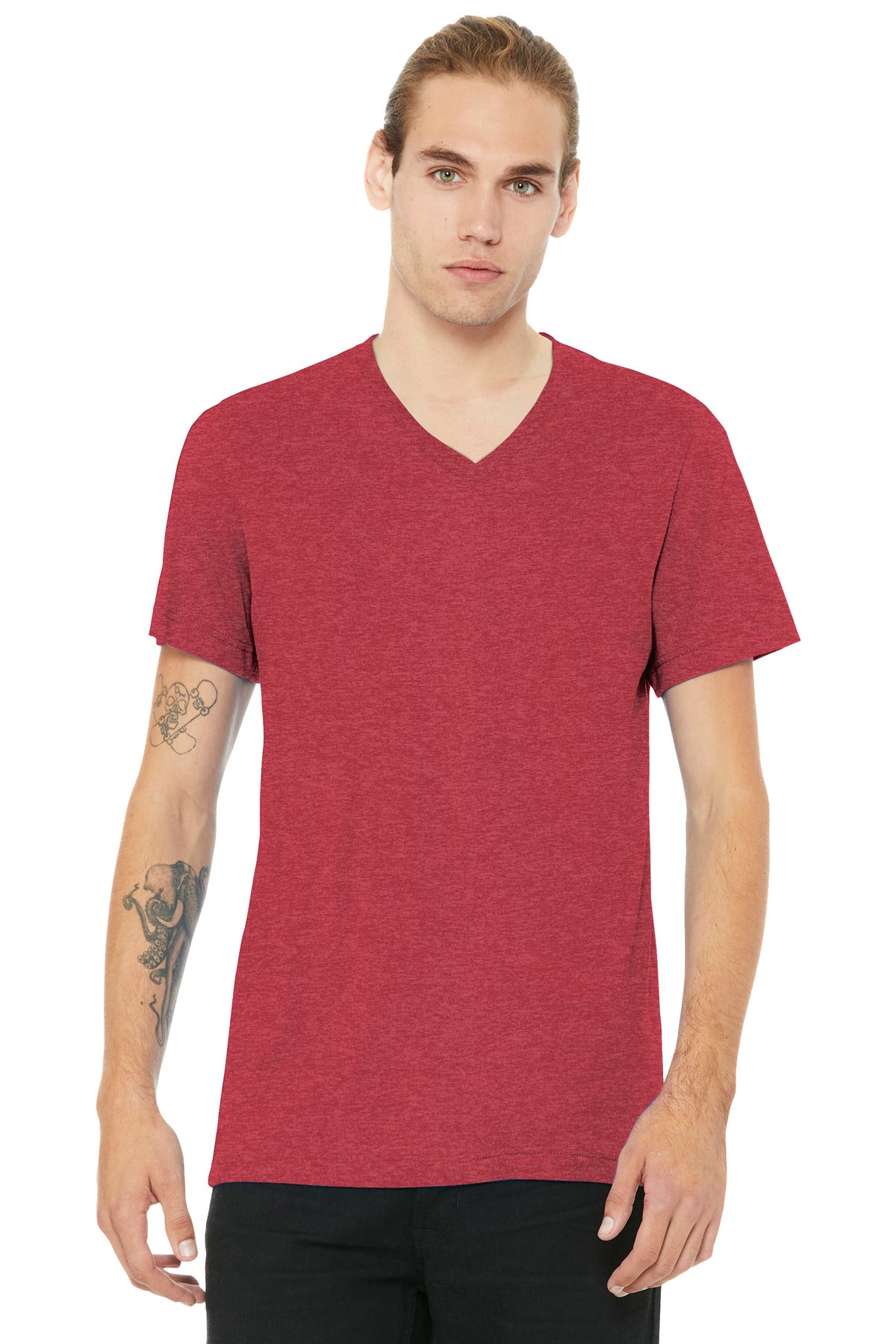 Soft blend v-neck tee close-up fabric view