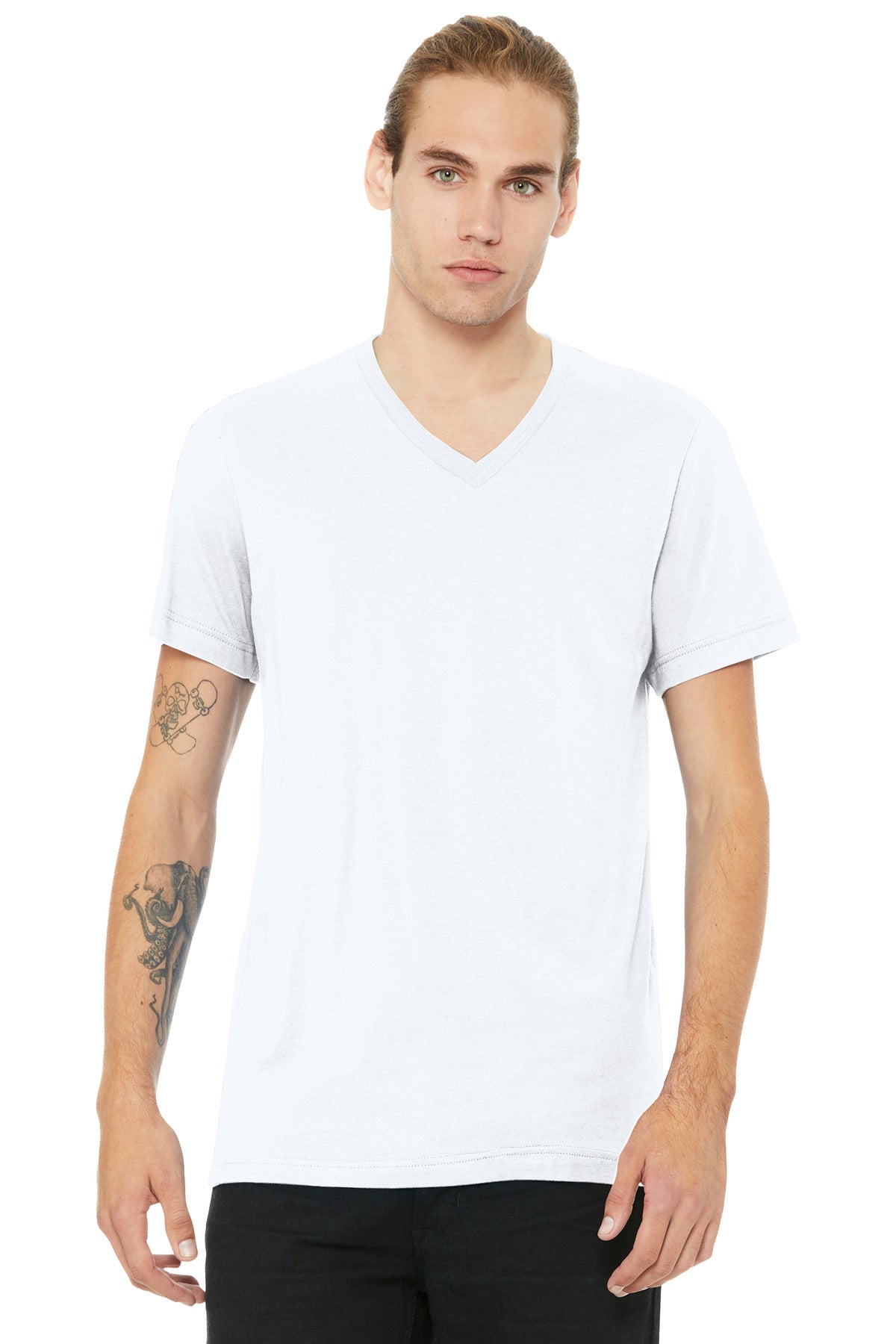 Heather CVC v-neck tee styled for boutique apparel display