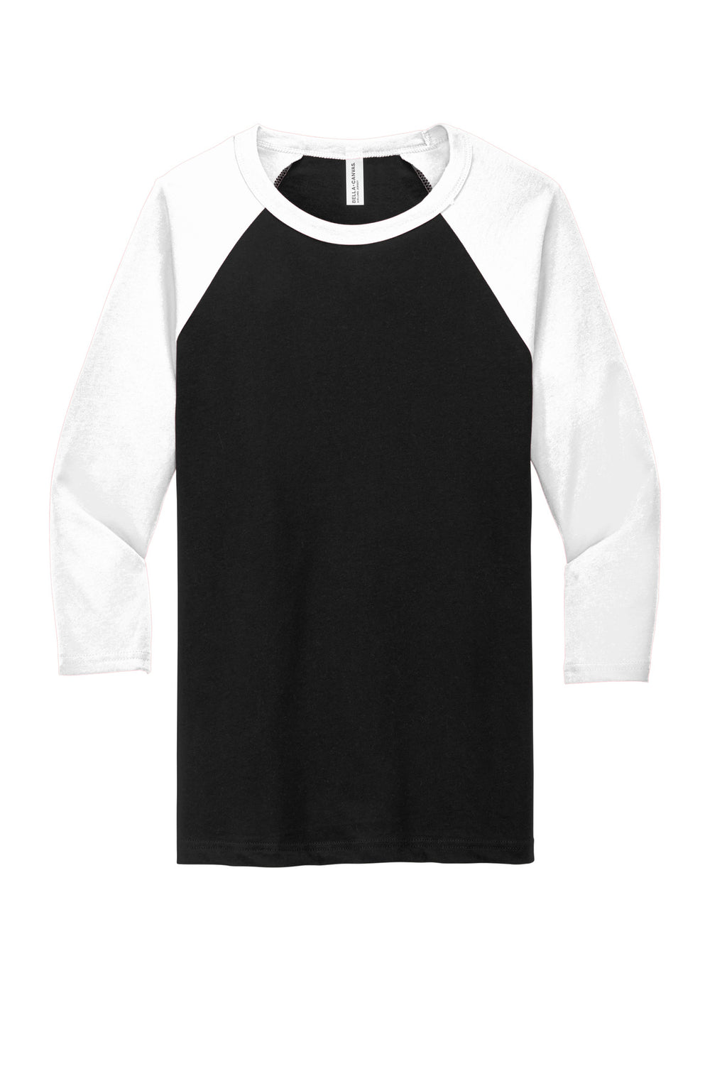 White and red BELLA+CANVAS raglan shirt front