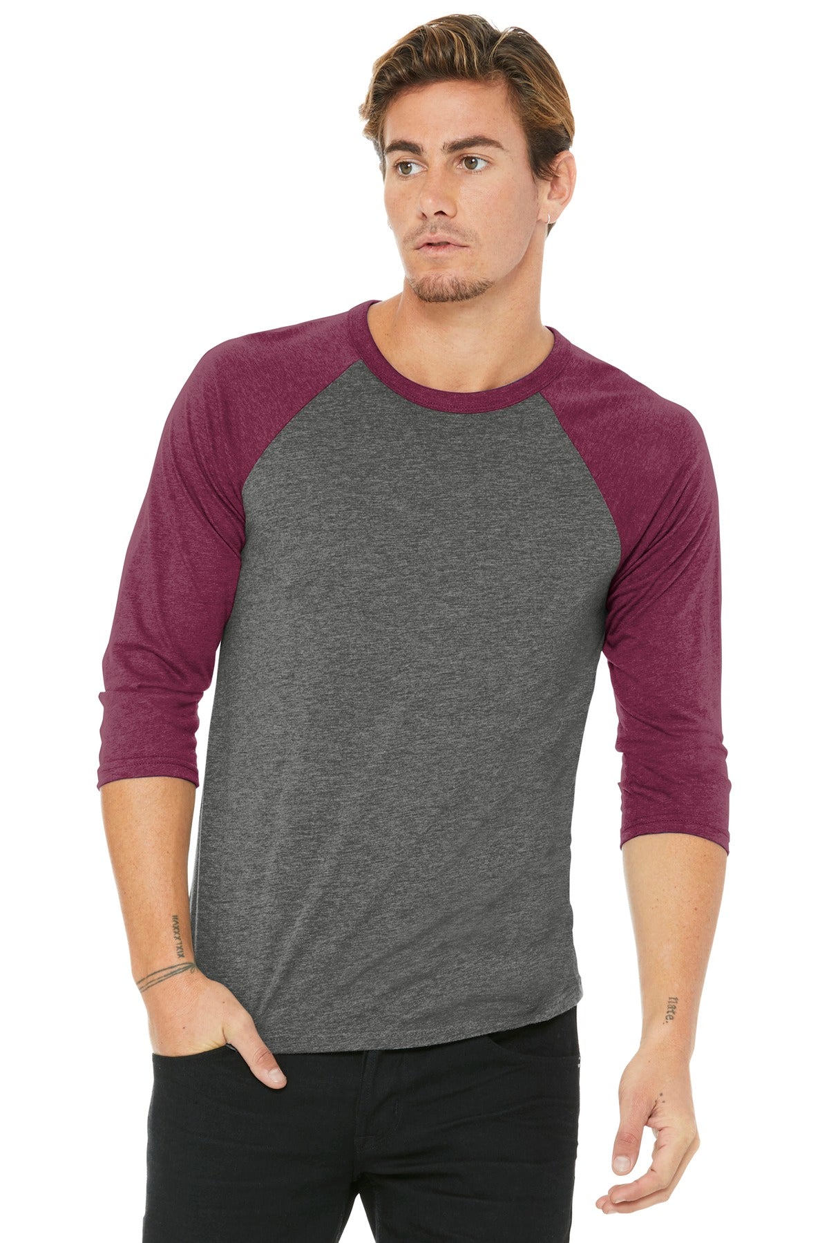 Custom event raglan shirt front and back view