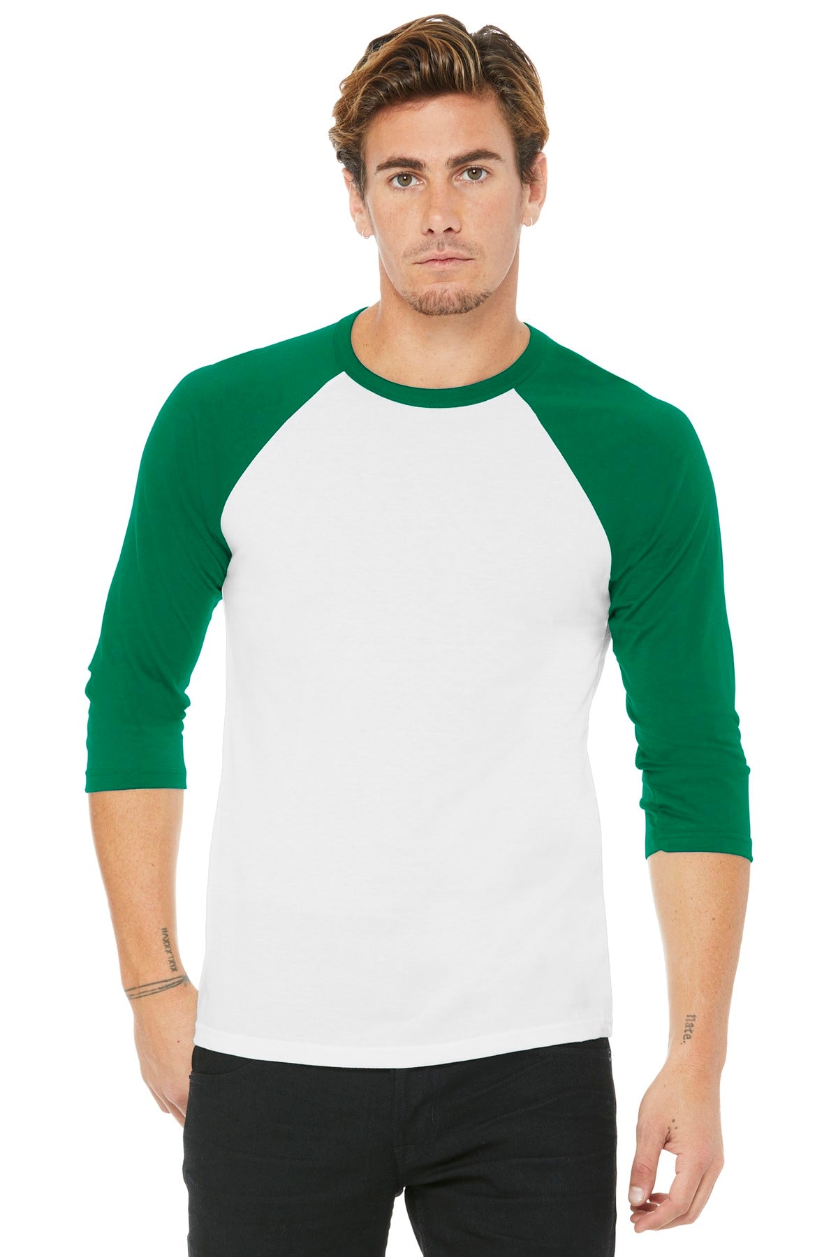 Blank baseball tee front angle for custom spirit wear orders