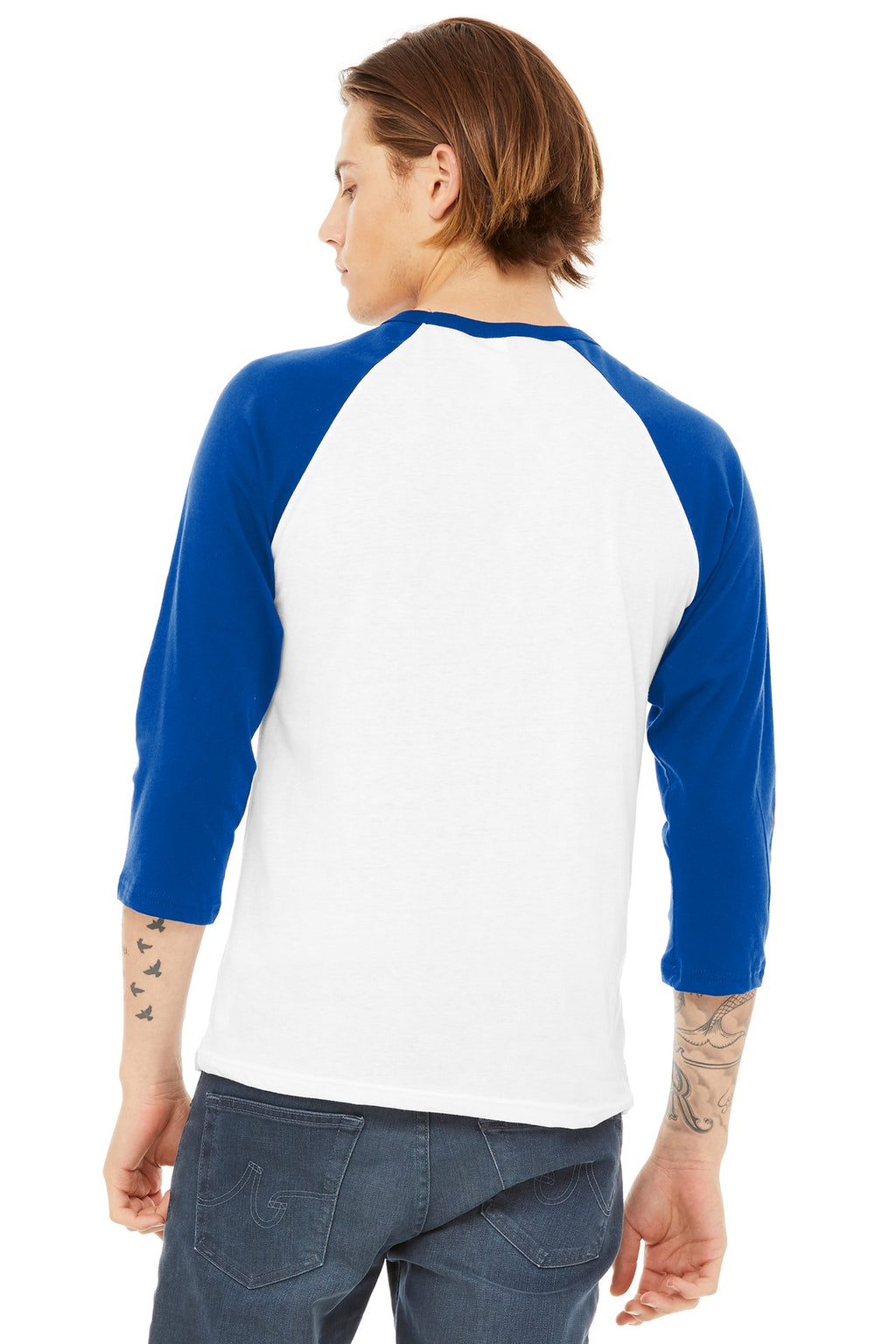 Blank team-style baseball shirt front display for custom printing