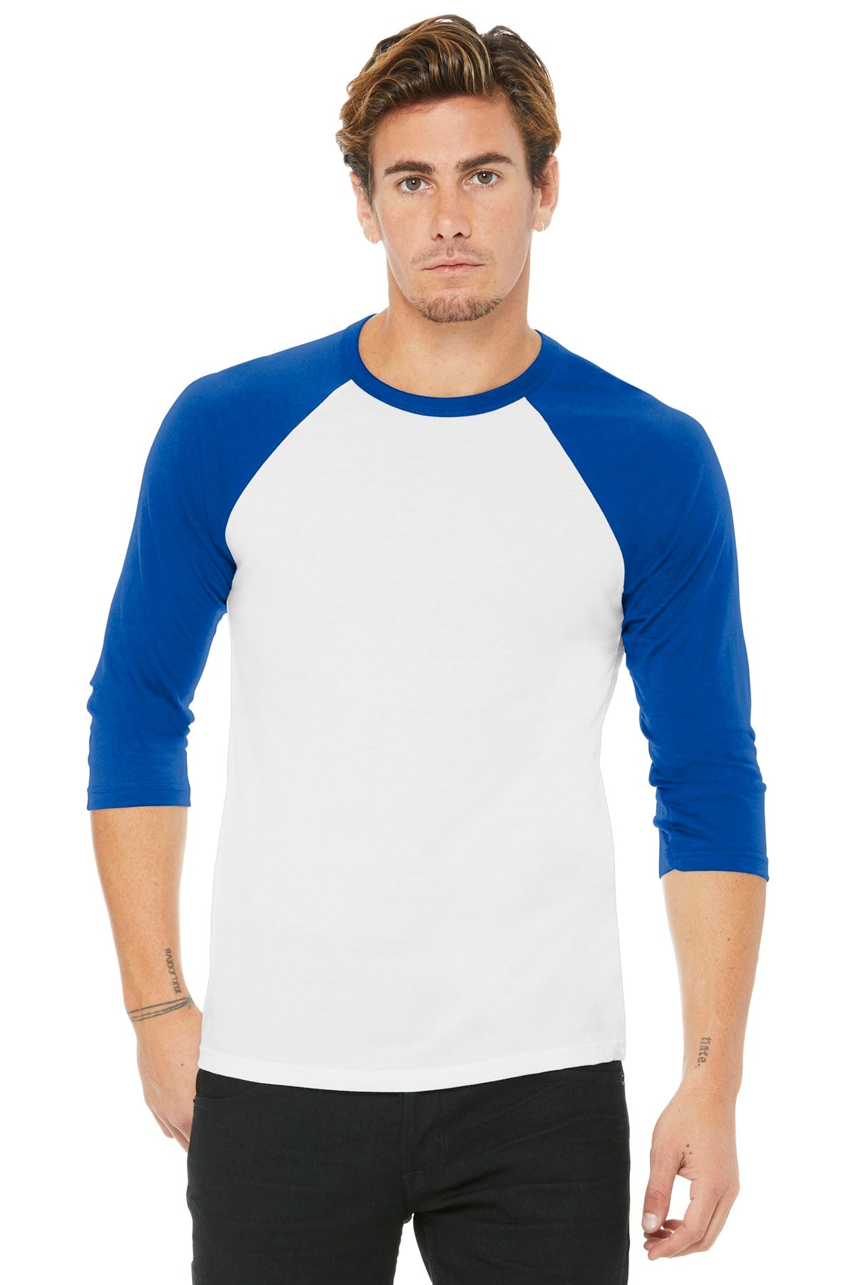 Unprinted raglan baseball tee for same day custom apparel