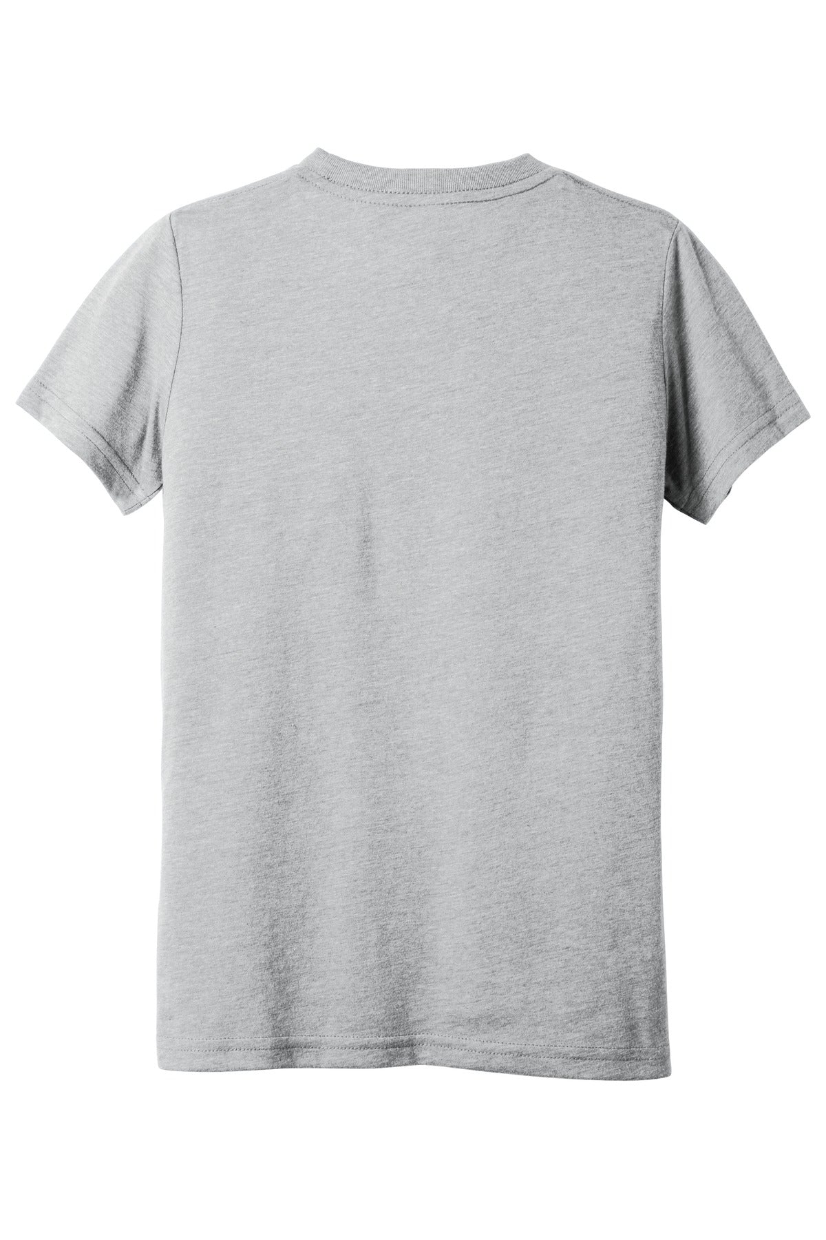 Blank youth triblend tee back neckline detail for custom printing