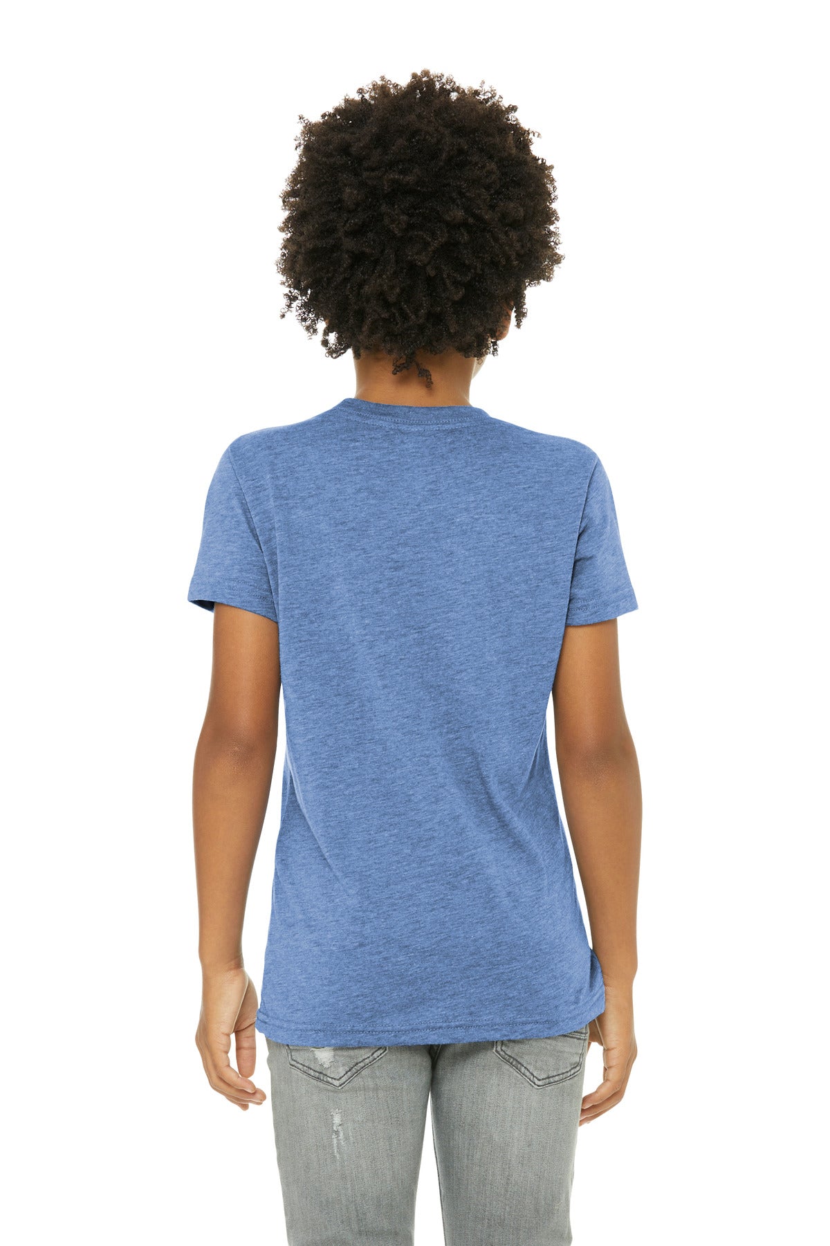BELLA+CANVAS youth triblend shirt side profile for custom apparel