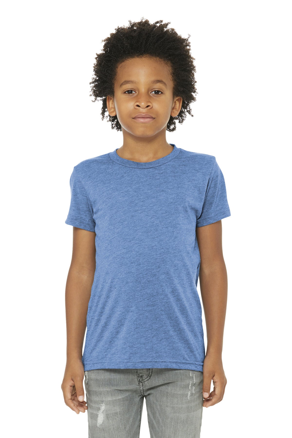 Blank youth tee folded display for same day custom shirts