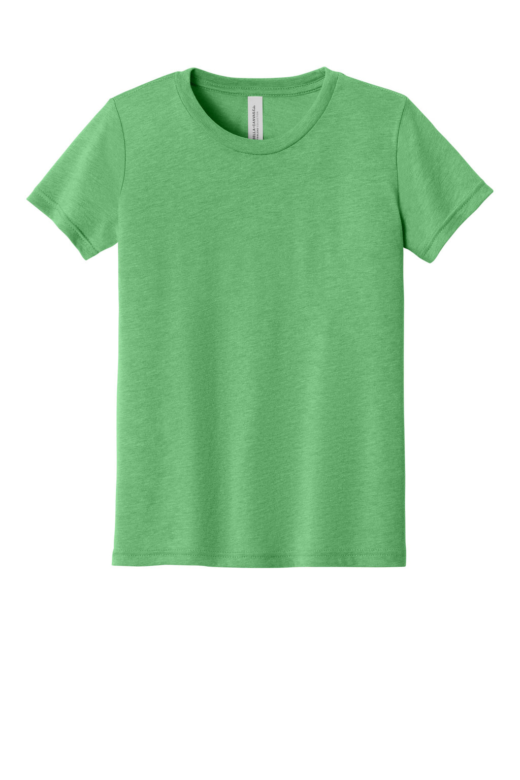 Blank youth tee shoulder seam detail for custom branding