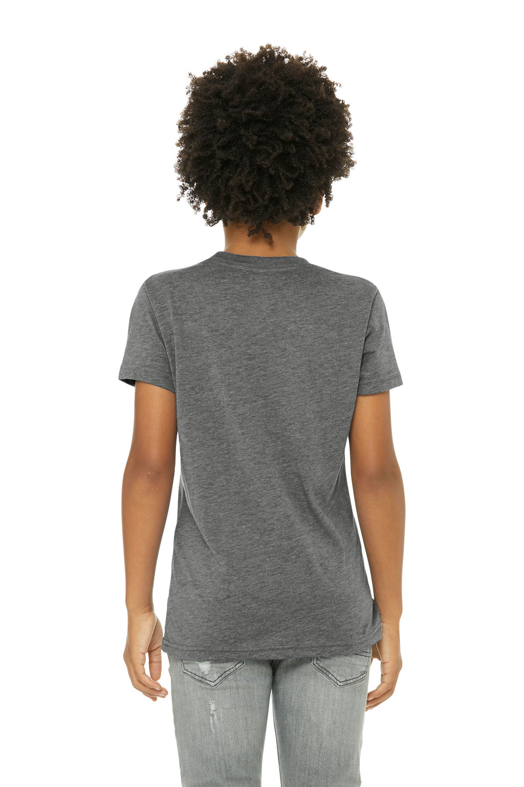 BC3413Y youth triblend tee back view for custom t-shirt orders