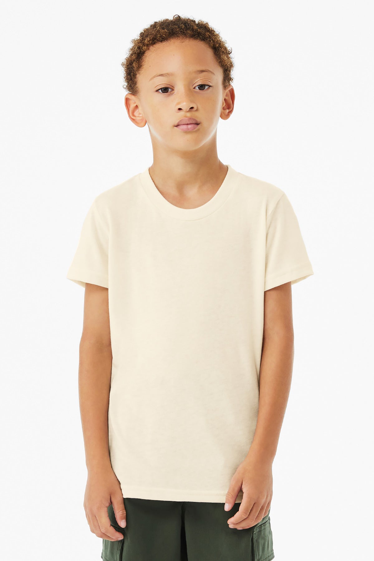 Youth triblend tee clean front panel for custom chest logo designs