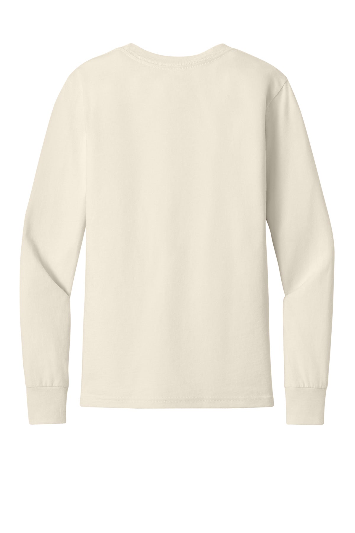 Lightweight youth long sleeve cotton tee close-up of back view