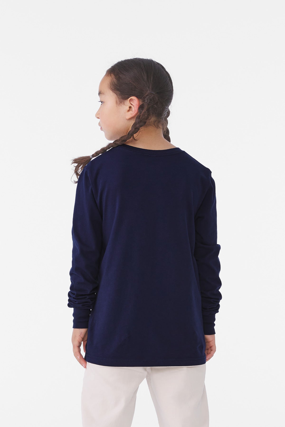 BC3501Y youth long sleeve tee back view