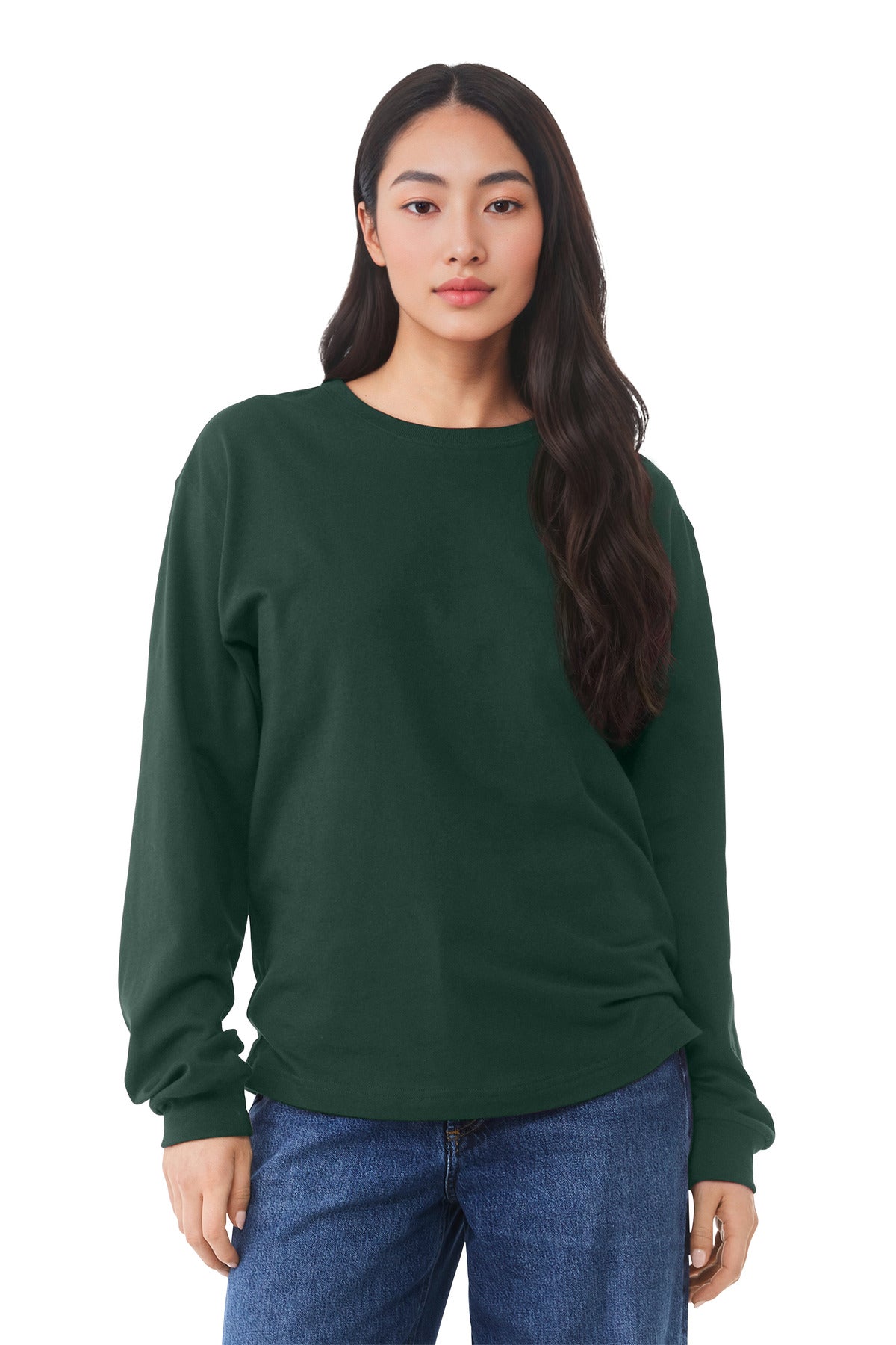 BELLA+CANVAS Unisex 6-Ounce Heavyweight Long Sleeve Tee BC3511 front view for custom printing