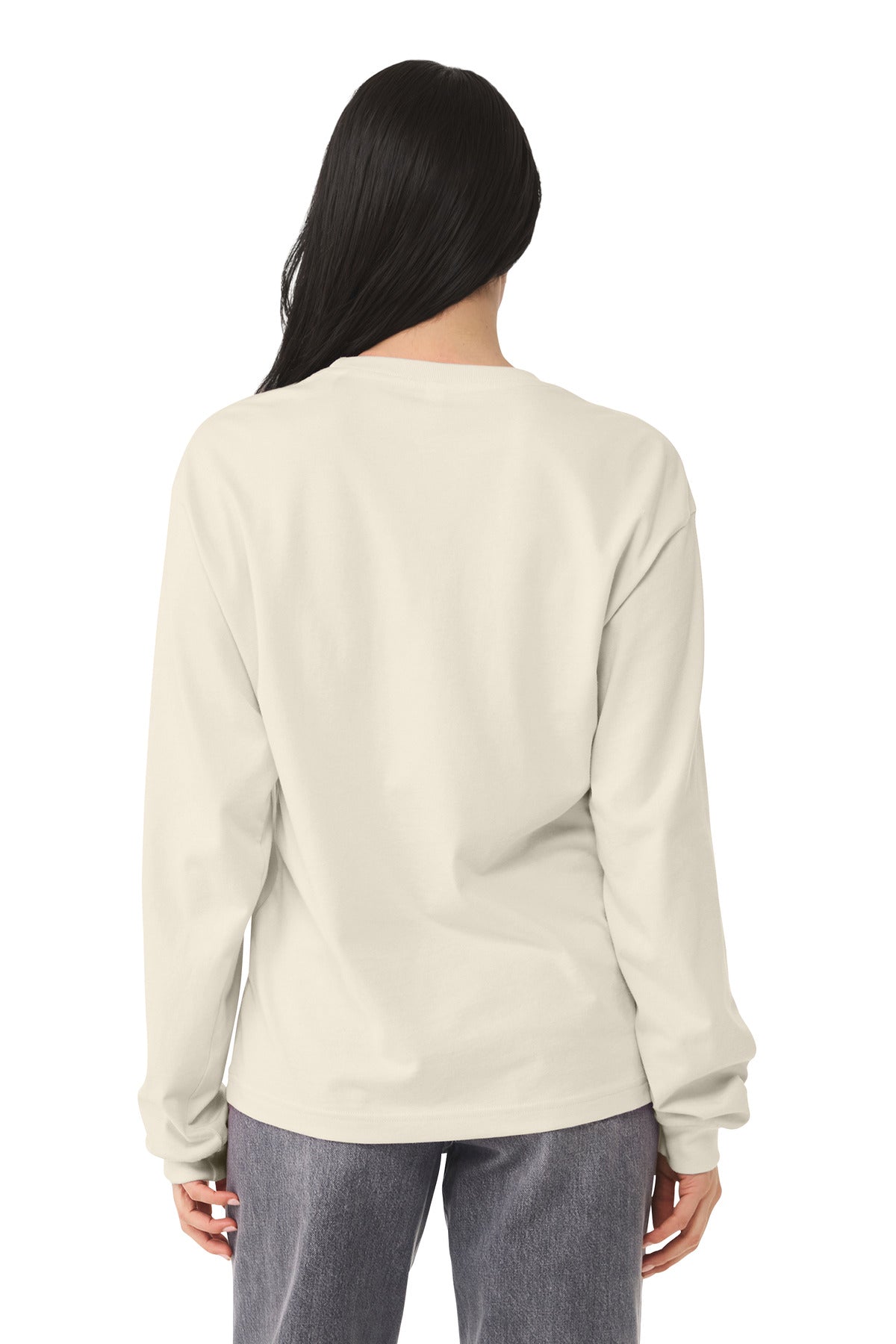 Heavyweight cotton long sleeve shirt back view for custom event apparel