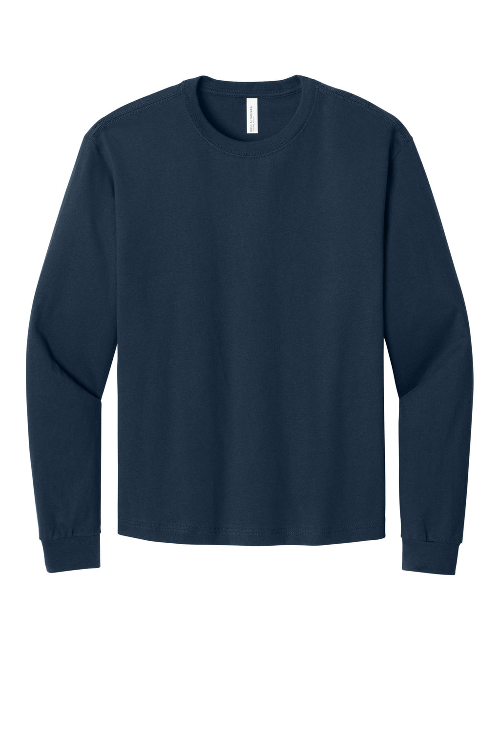 Back neckline detail on BC3511 for custom long sleeve shirt branding