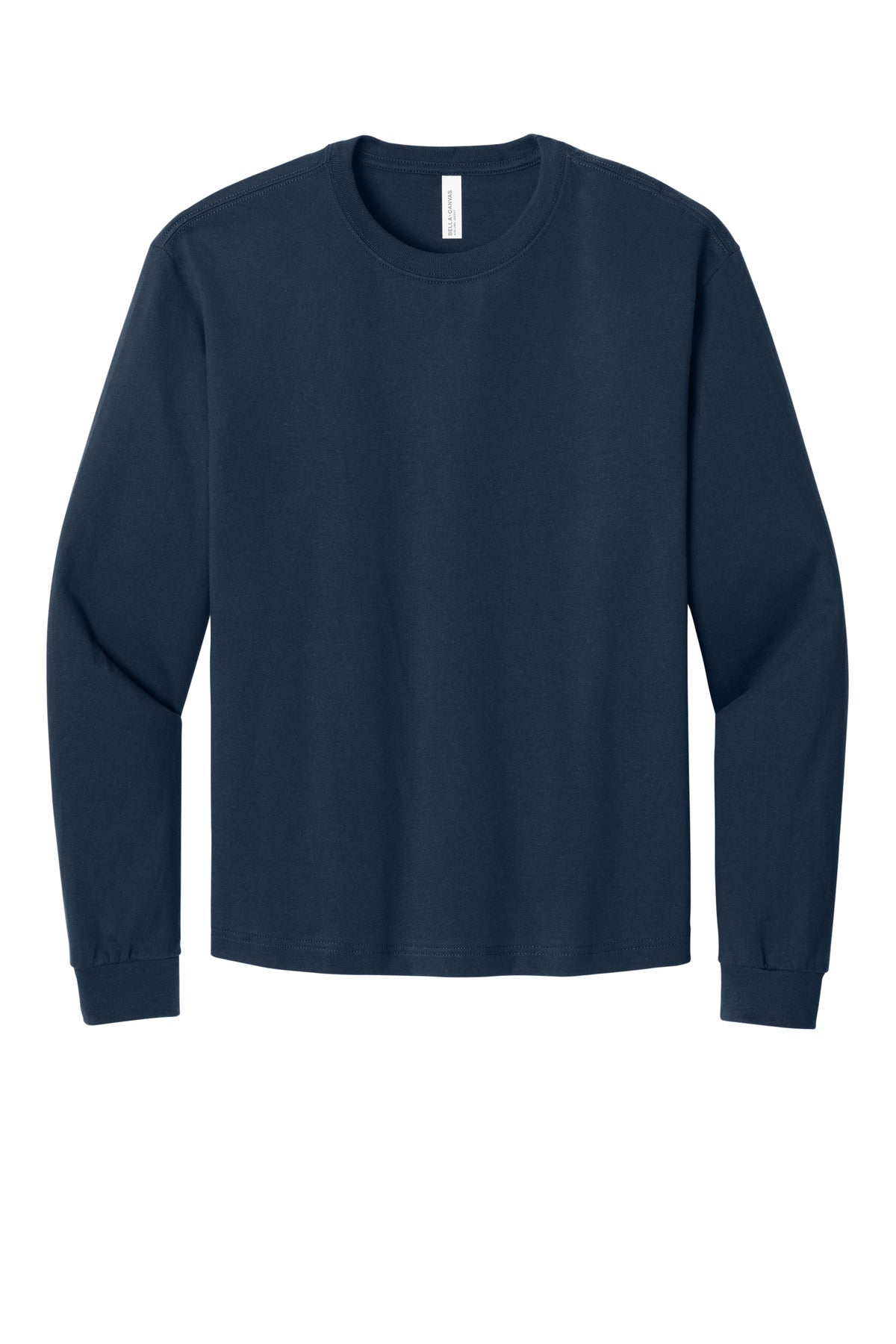 Back neckline detail on BC3511 for custom long sleeve shirt branding