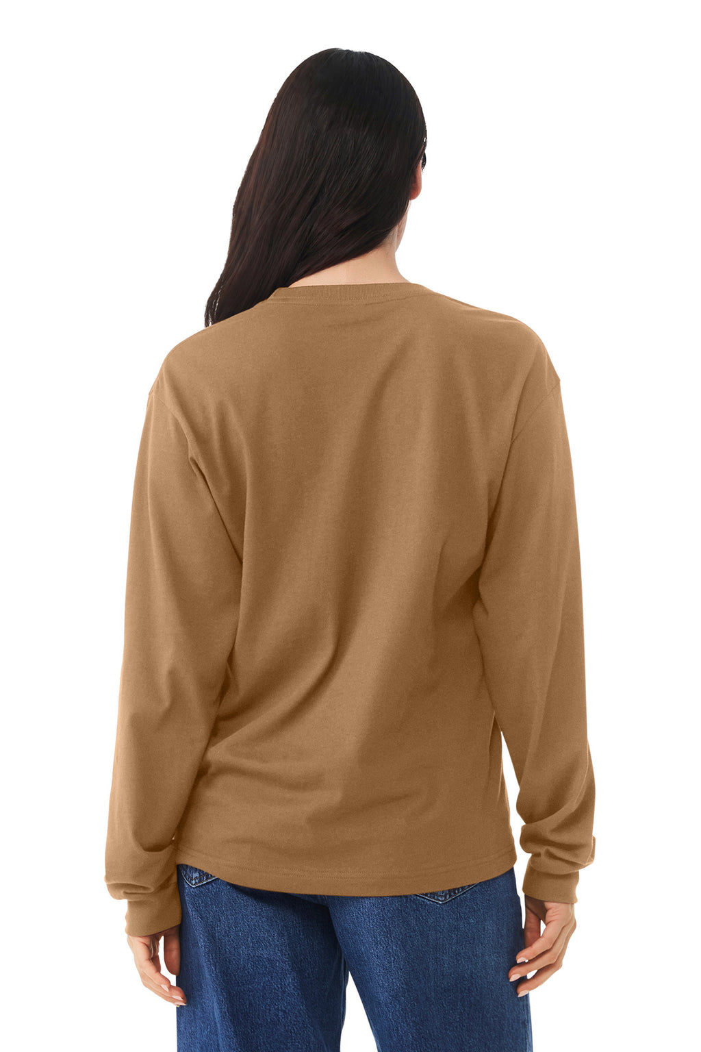 Blank long sleeve tee neckline close-up for DIY Printz custom printing